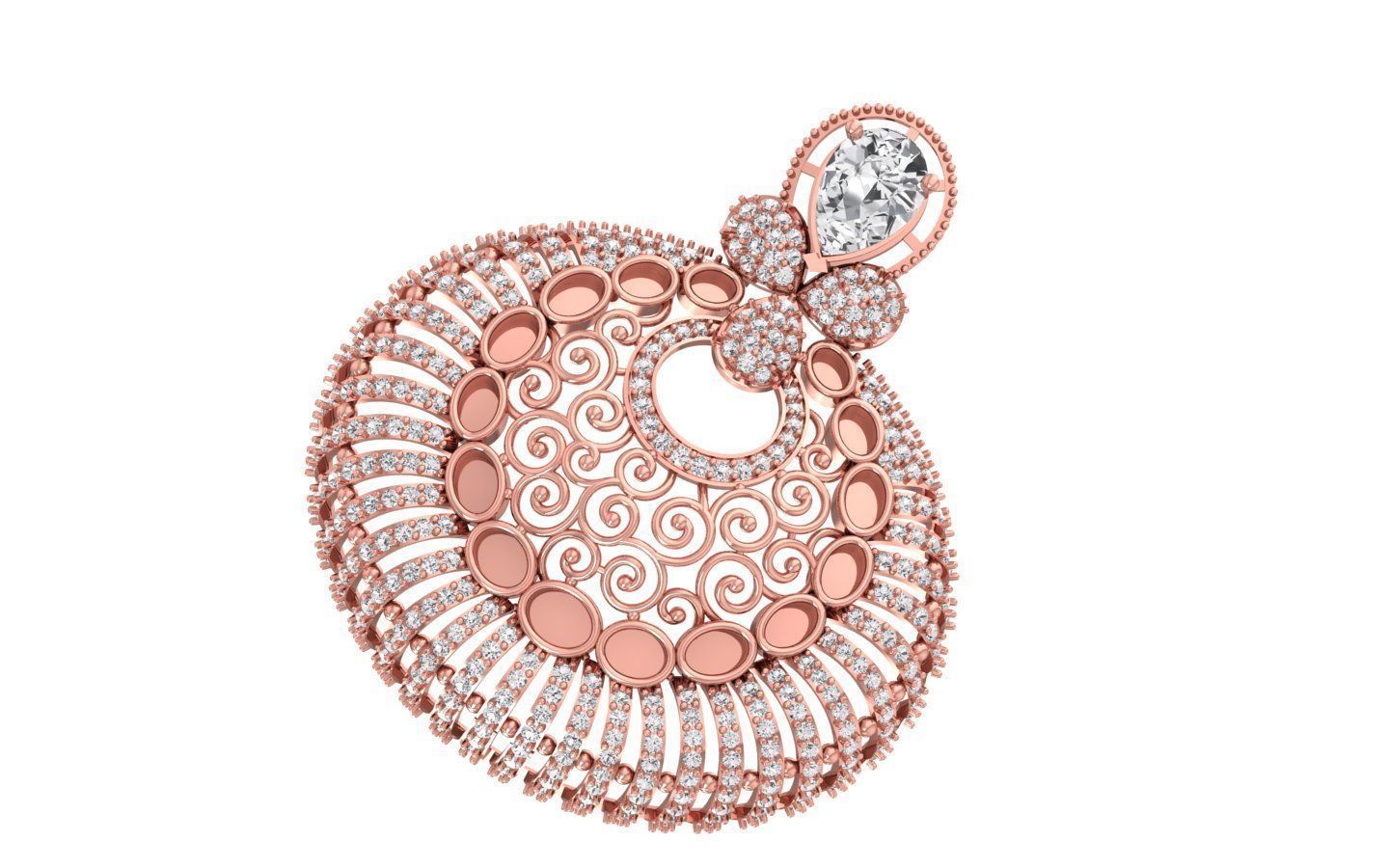 Earrings Pendant Set 3dm STL OBJ FBX Renders Details 3D print model_1