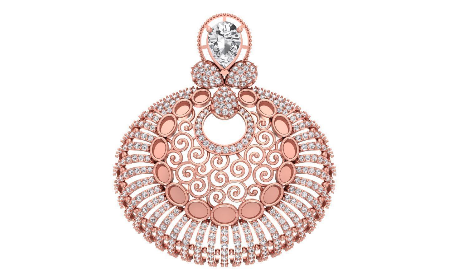 Earrings Pendant Set 3dm STL OBJ FBX Renders Details 3D print model_6