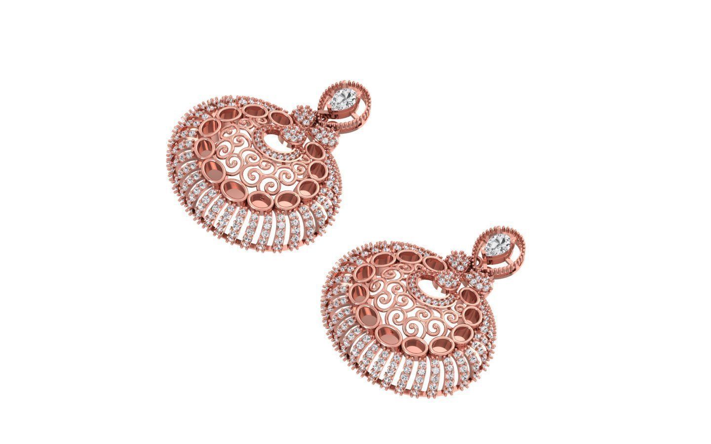 Earrings Pendant Set 3dm STL OBJ FBX Renders Details 3D print model_3