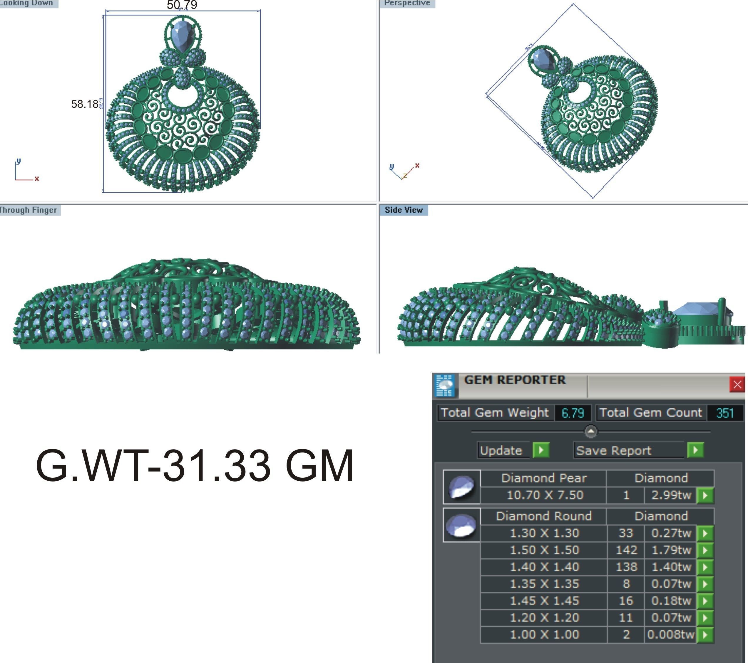 Earrings Pendant Set 3dm STL OBJ FBX Renders Details 3D print model_8