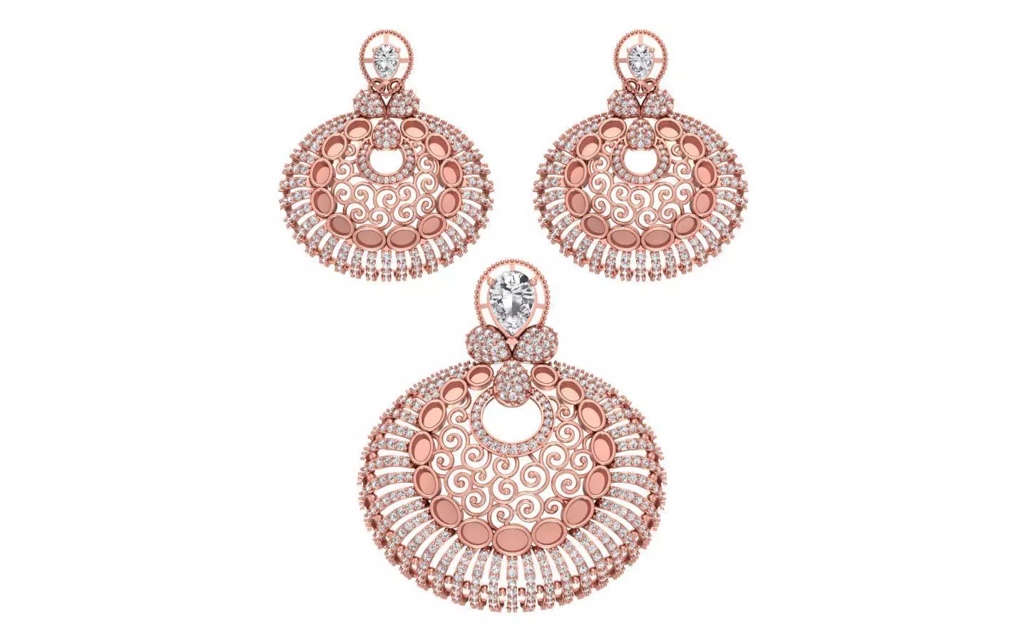 Earrings Pendant Set 3dm STL OBJ FBX Renders Details 3D print model_0