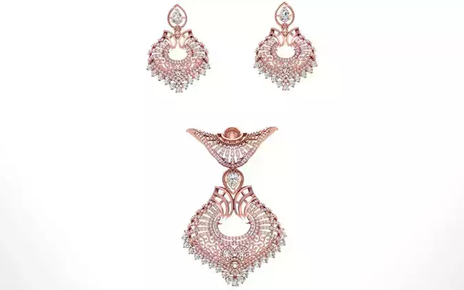 Earrings Pendant Set 3dm STL OBJ FBX Renders Details