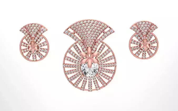 Earrings Pendant Set 3dm STL OBJ FBX Renders Details