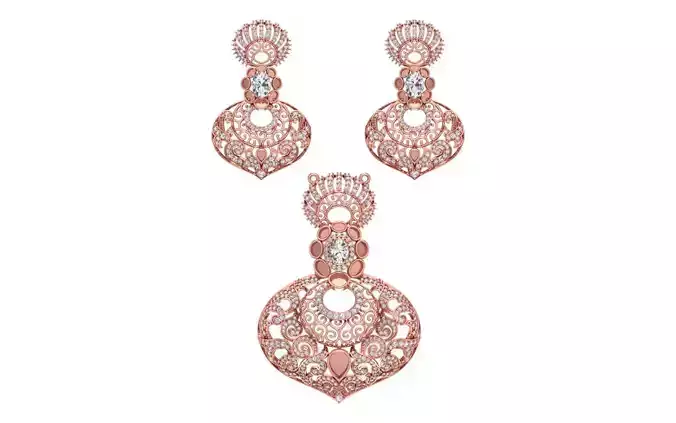 Earrings Pendant Set 3dm STL OBJ FBX Renders Details