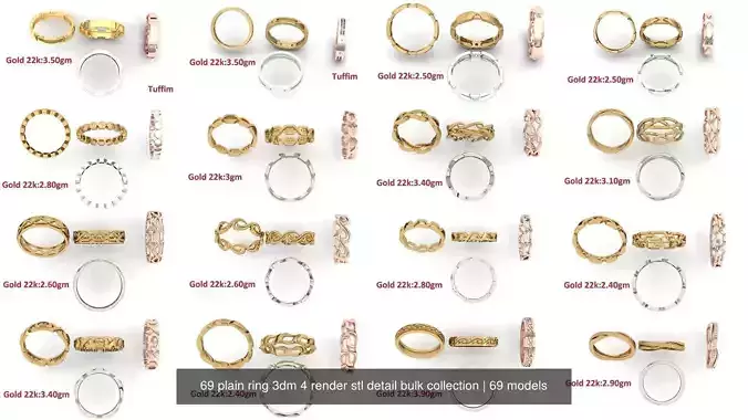 69 plain ring 3dm 4 render stl detail bulk collection 