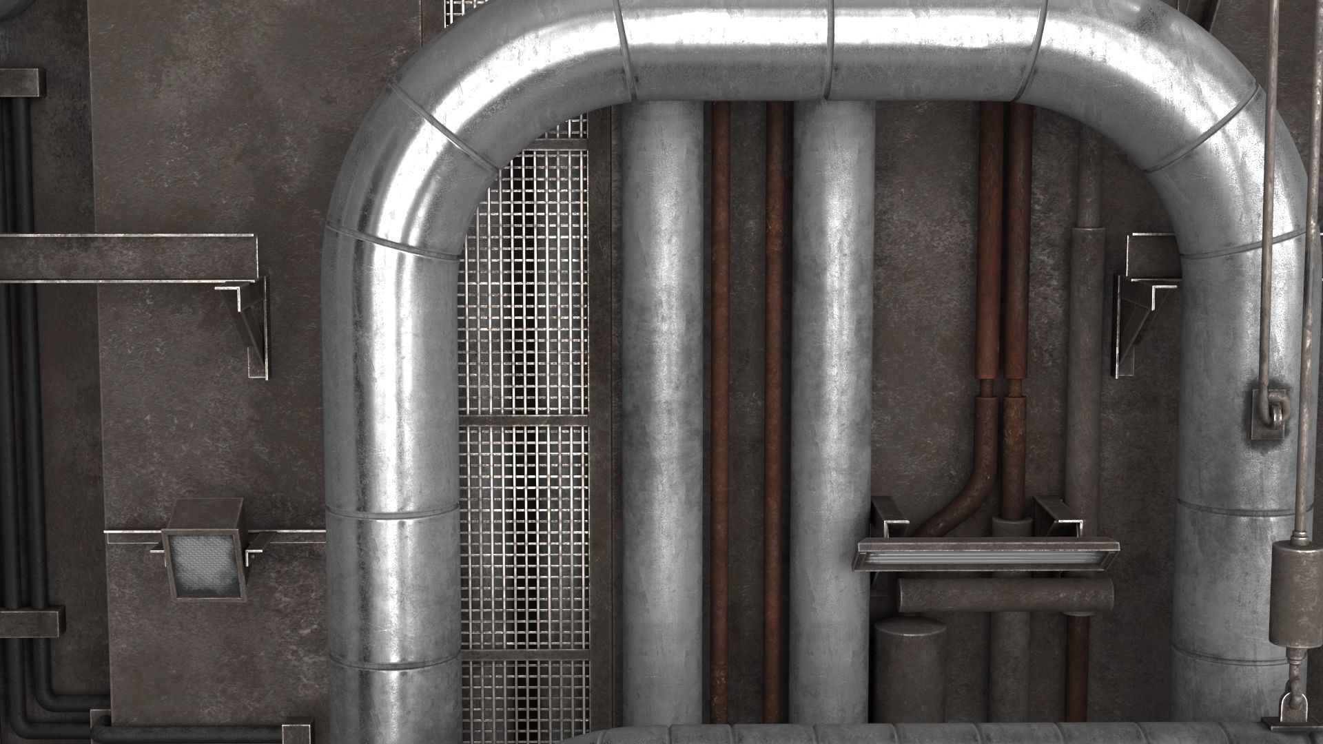 Industrial Pipes v5 Low-poly 3D model_12