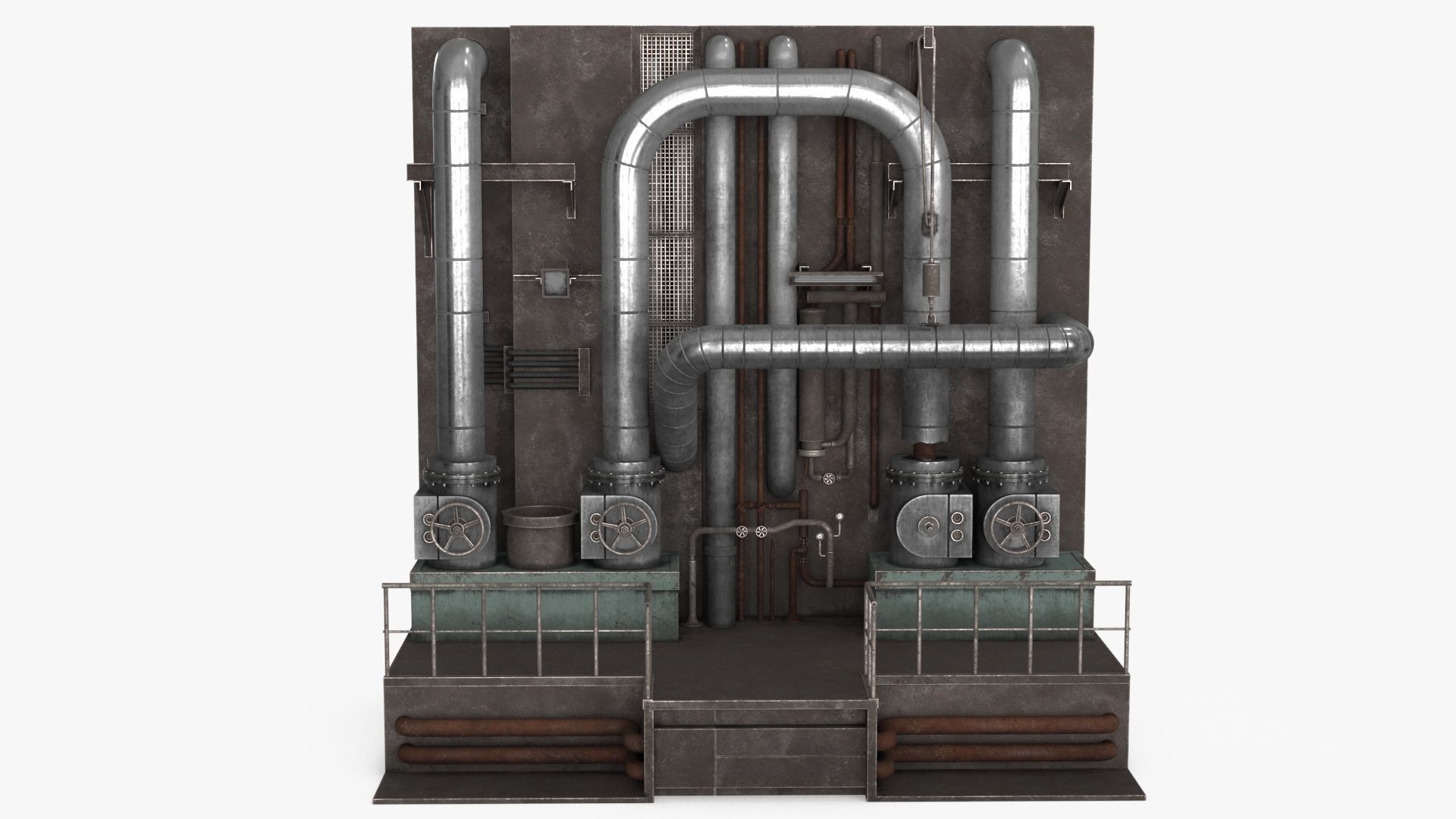 Industrial Pipes v5 Low-poly 3D model_4