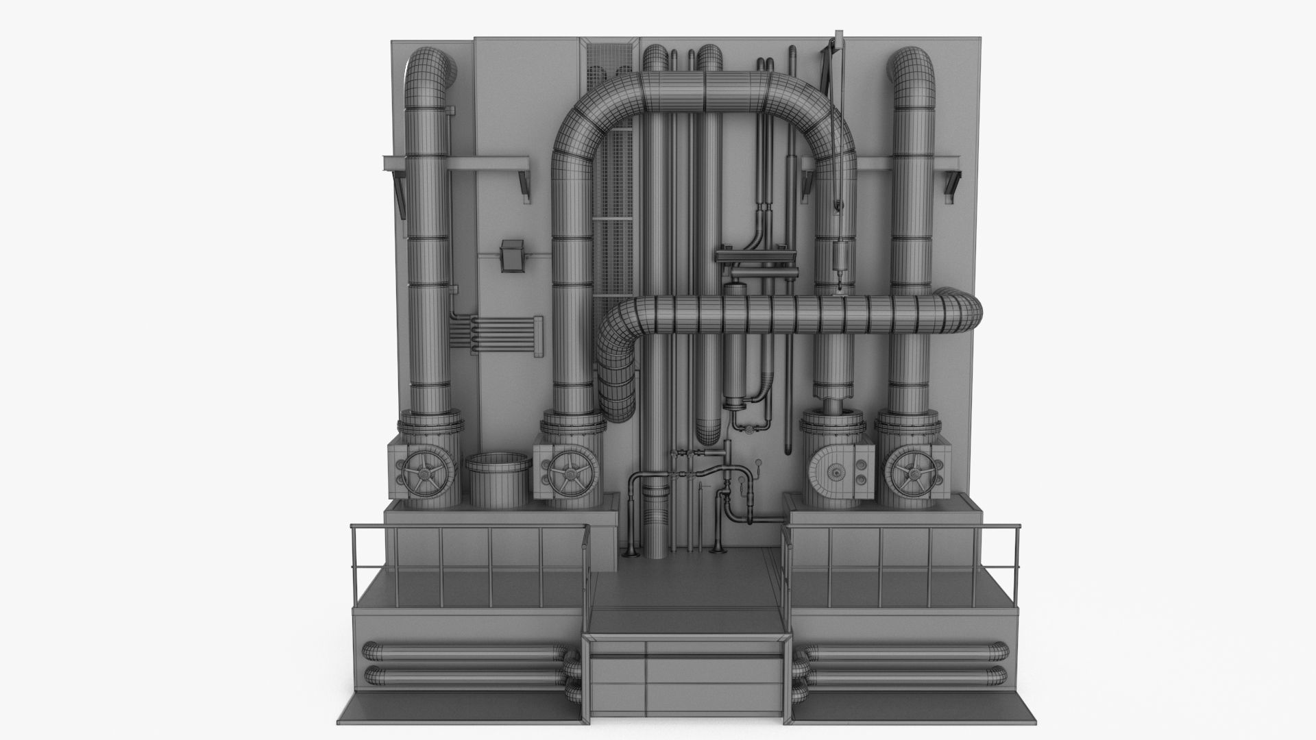 Industrial Pipes v5 Low-poly 3D model_25