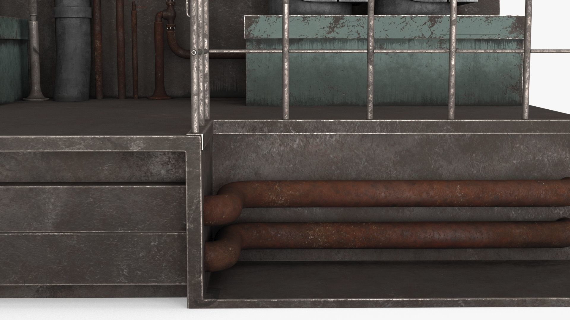 Industrial Pipes v5 Low-poly 3D model_18