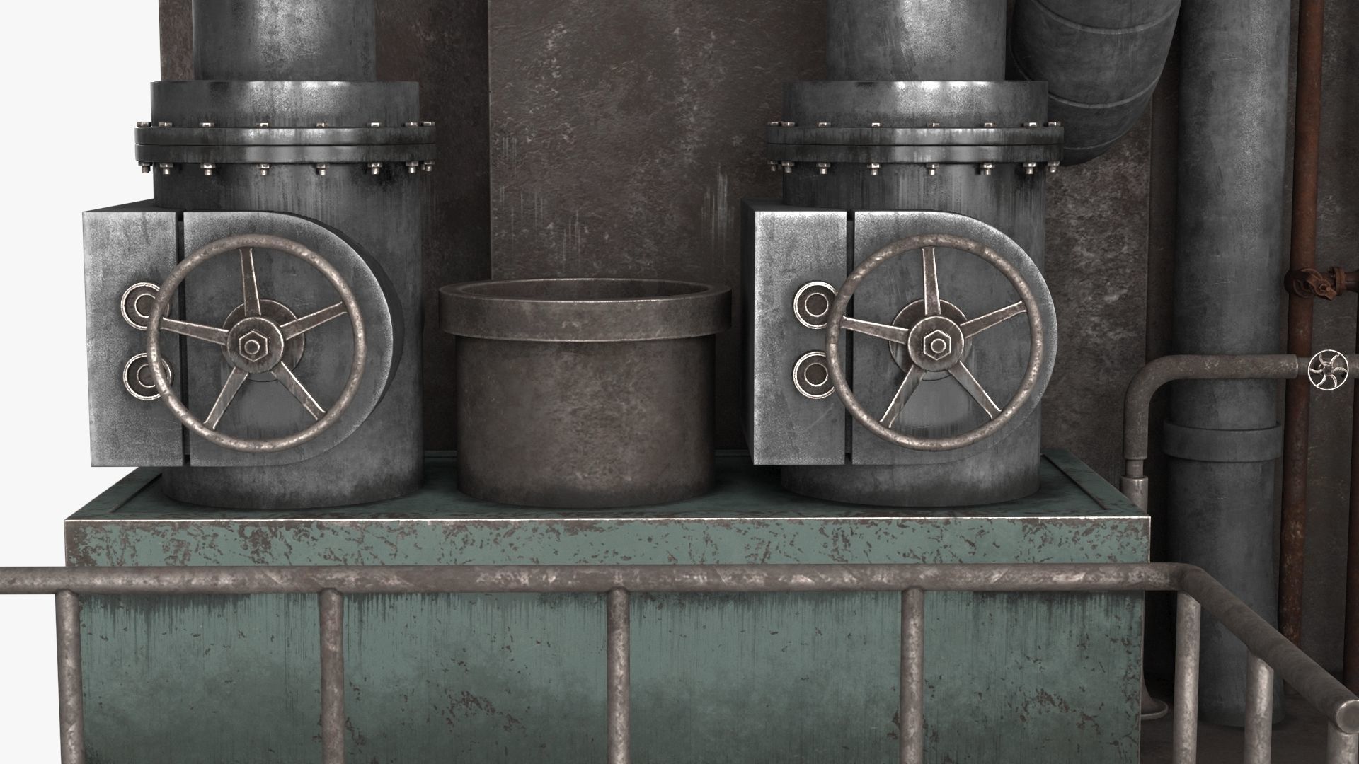 Industrial Pipes v5 Low-poly 3D model_16