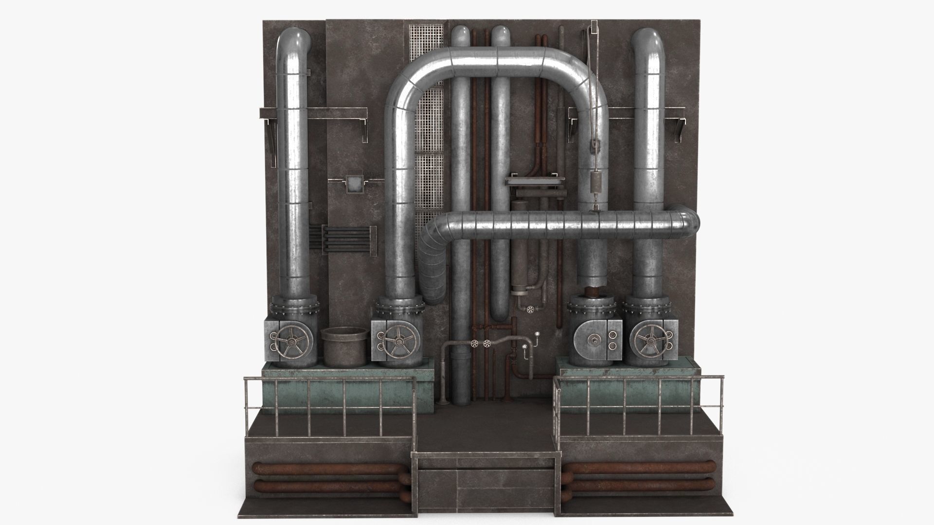 Industrial Pipes v5 Low-poly 3D model_11