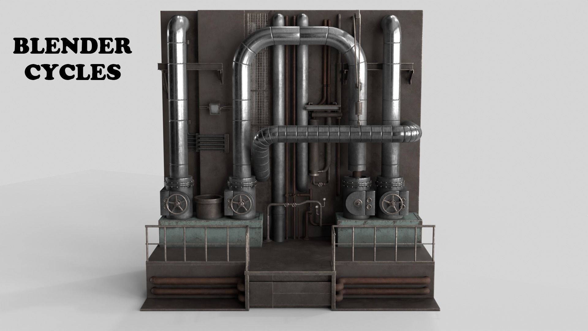 Industrial Pipes v5 Low-poly 3D model_24