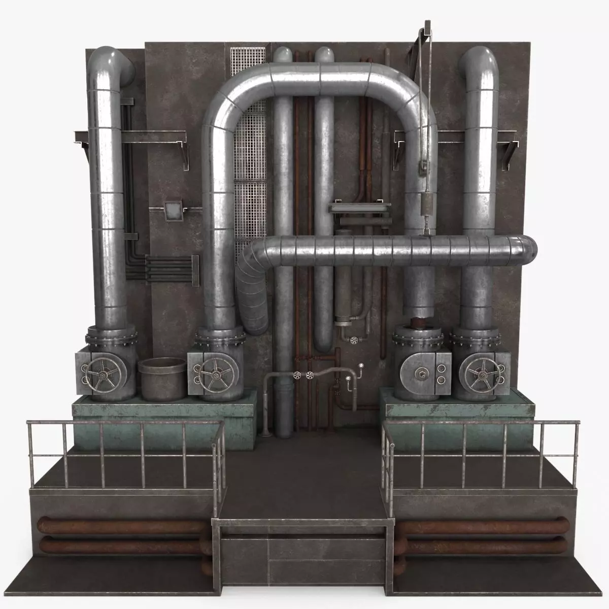 Industrial Pipes v5 Low-poly 3D model_0