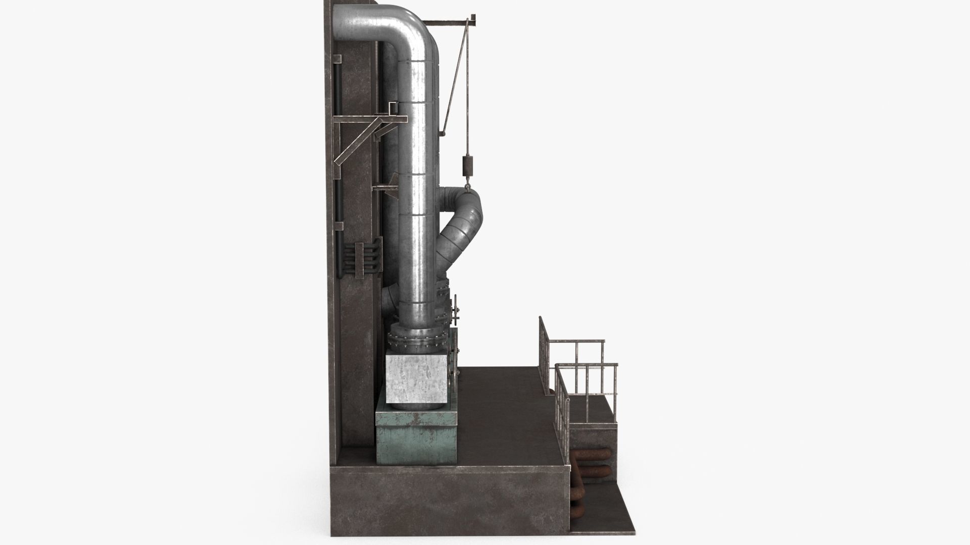 Industrial Pipes v5 Low-poly 3D model_9