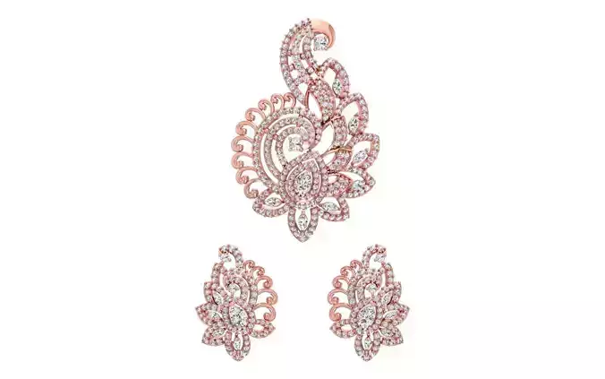 Earrings Pendant Set 3dm STL OBJ FBX Renders Details