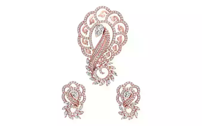 Earrings Pendant Set 3dm STL OBJ FBX Renders Details