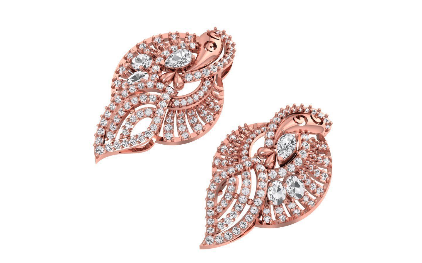 Earrings Pendant Set 3dm STL OBJ FBX Renders Details 3D print model_3