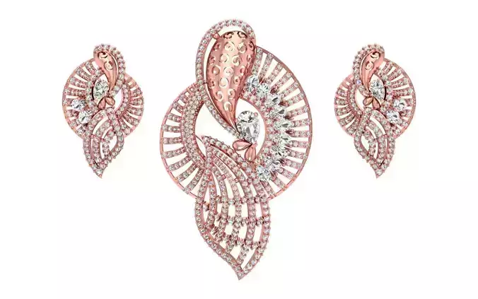 Earrings Pendant Set 3dm STL OBJ FBX Renders Details