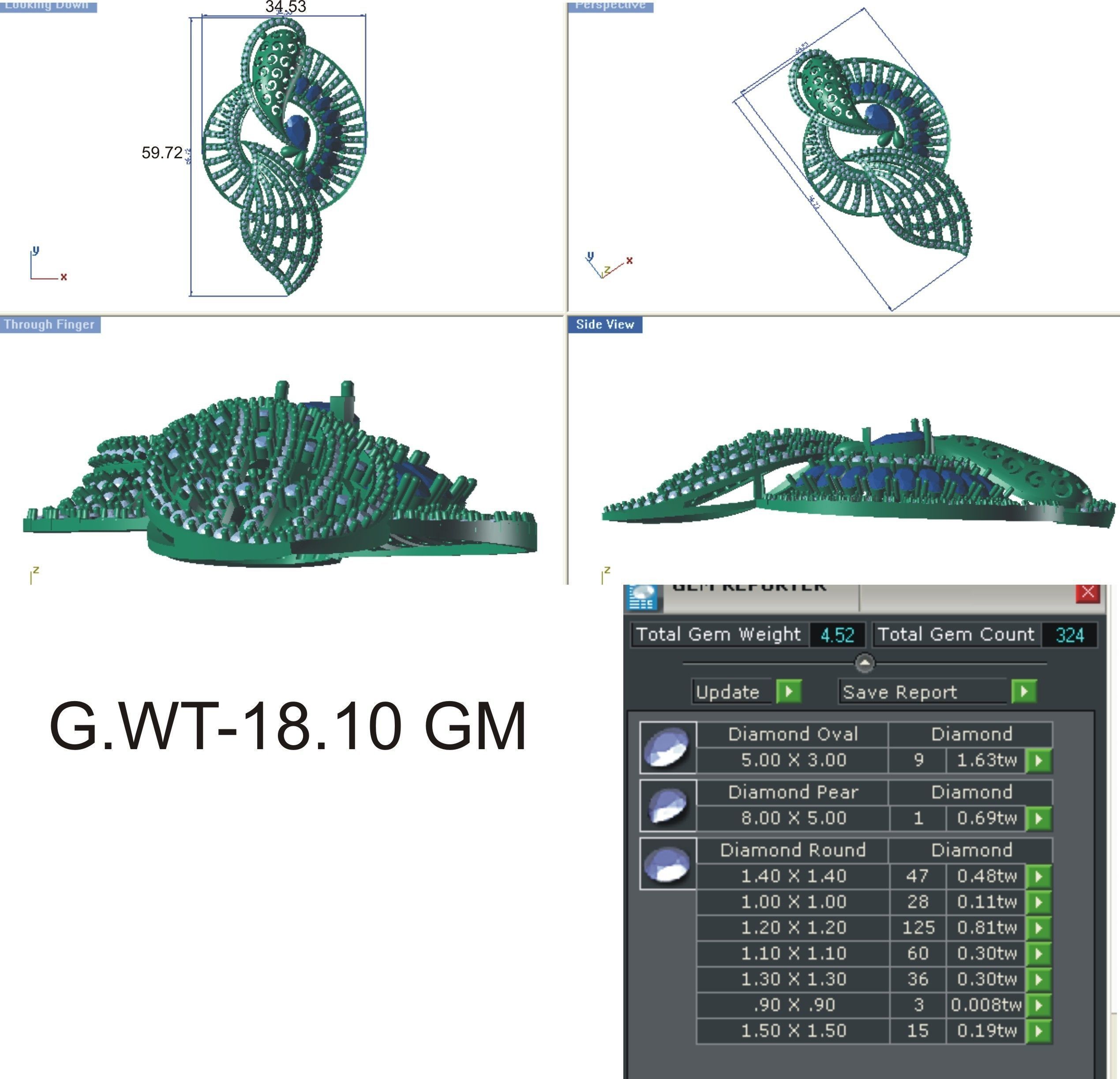 Earrings Pendant Set 3dm STL OBJ FBX Renders Details 3D print model_8
