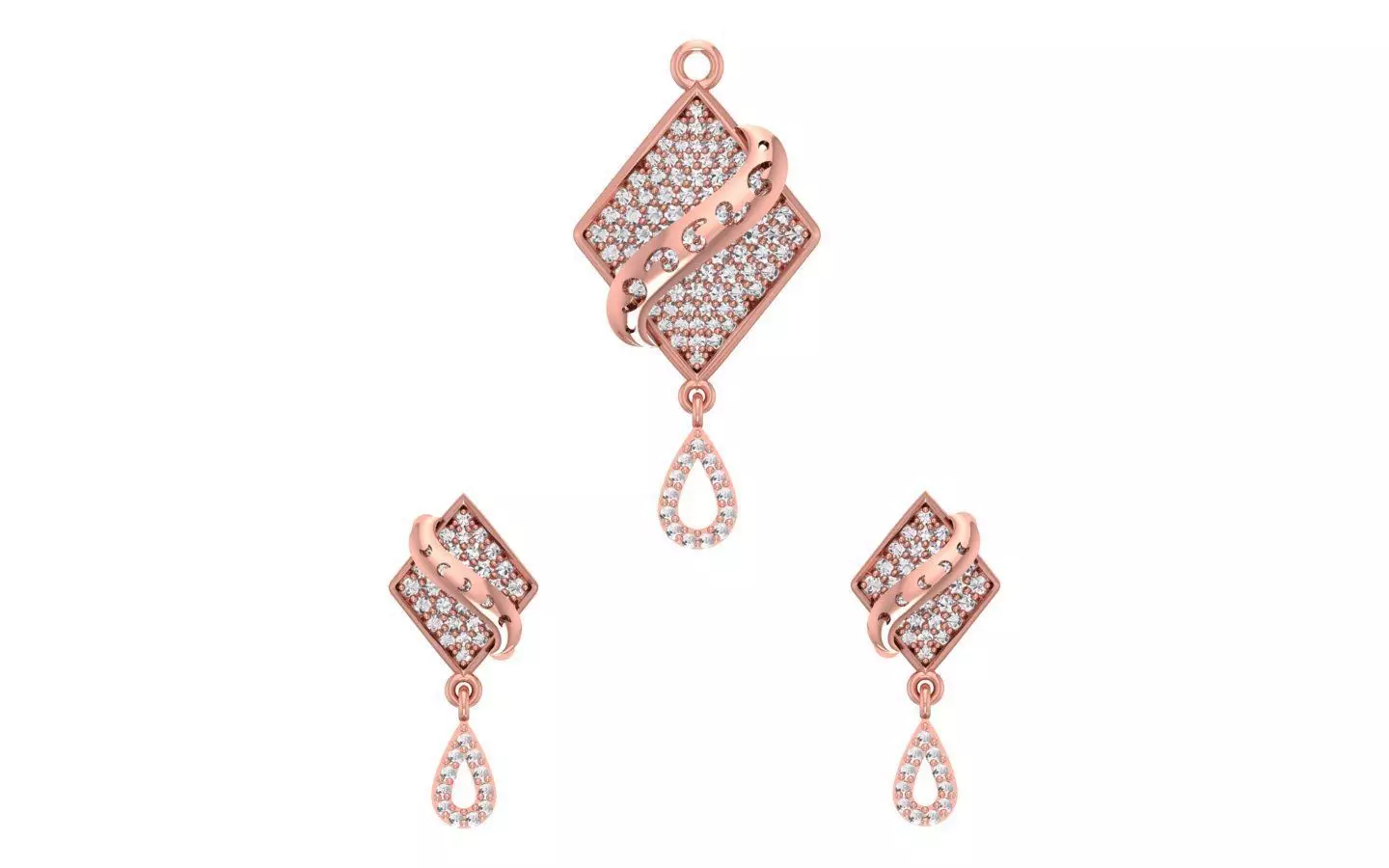 Earrings Pendant Set 3dm STL OBJ FBX Renders Details 3D print model_0