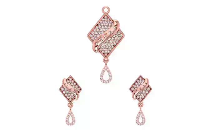 Earrings Pendant Set 3dm STL OBJ FBX Renders Details