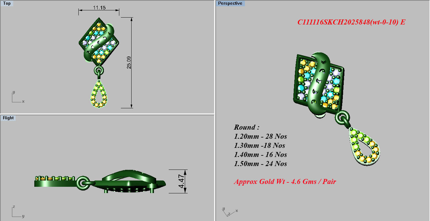 Earrings Pendant Set 3dm STL OBJ FBX Renders Details 3D print model_8