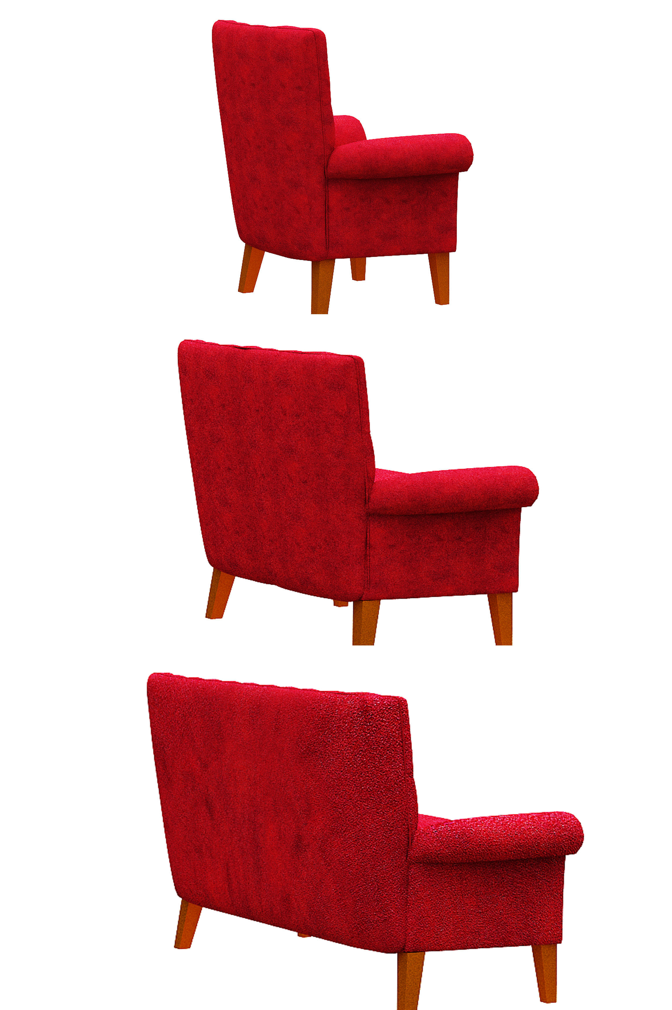 Contemporary sofa fabric and Gold foil Low-poly 3D model_4