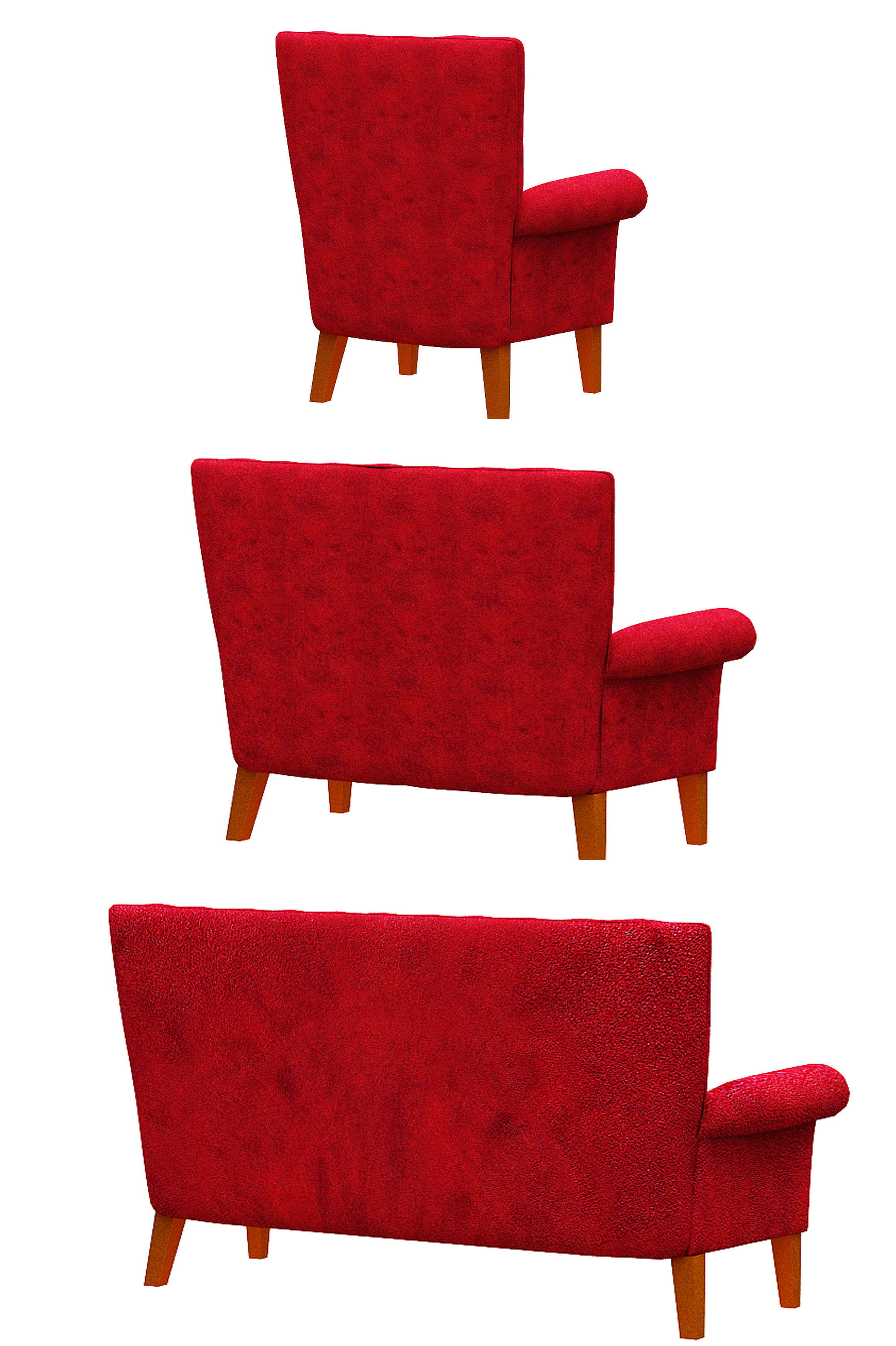 Contemporary sofa fabric and Gold foil Low-poly 3D model_5