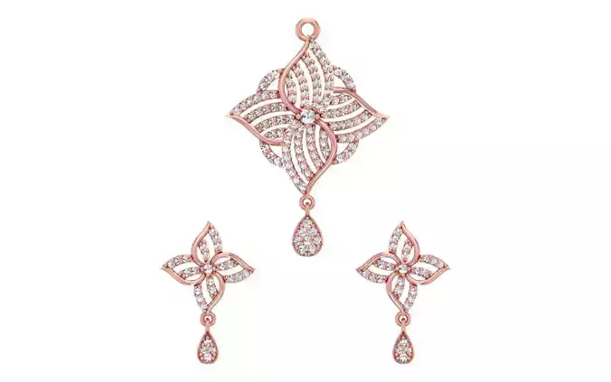 Earrings Pendant Set 3dm STL OBJ FBX Renders Details 3D print model