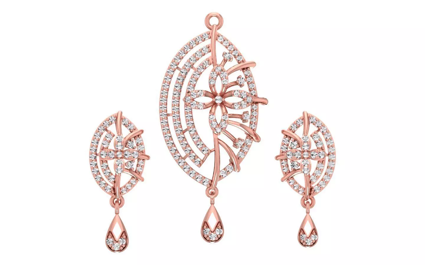 Earrings Pendant Set 3dm STL OBJ FBX Renders Details 3D print model_0