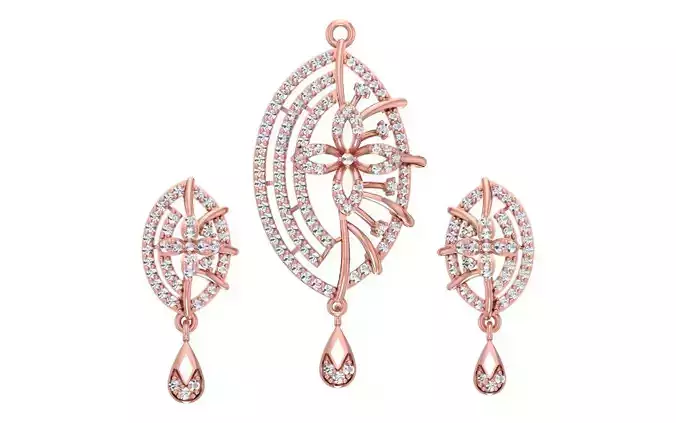 Earrings Pendant Set 3dm STL OBJ FBX Renders Details 3D print model