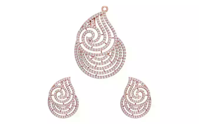 Earrings Pendant Set 3dm STL OBJ FBX Renders Details 3D print model