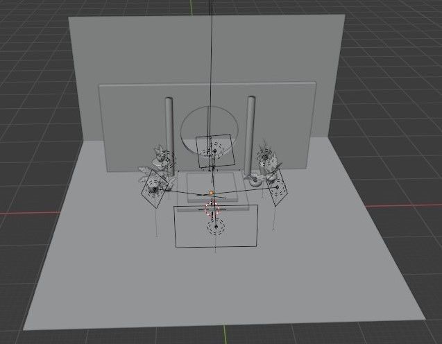 Podium and potted plants 3D model_7