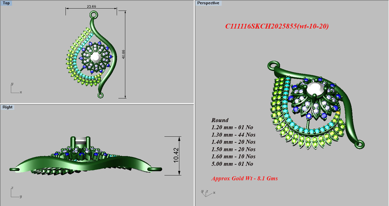 Earrings Pendant Set 3dm STL OBJ FBX Renders Details 3D print model_8