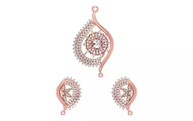 Earrings Pendant Set 3dm STL OBJ FBX Renders Details 3D print model