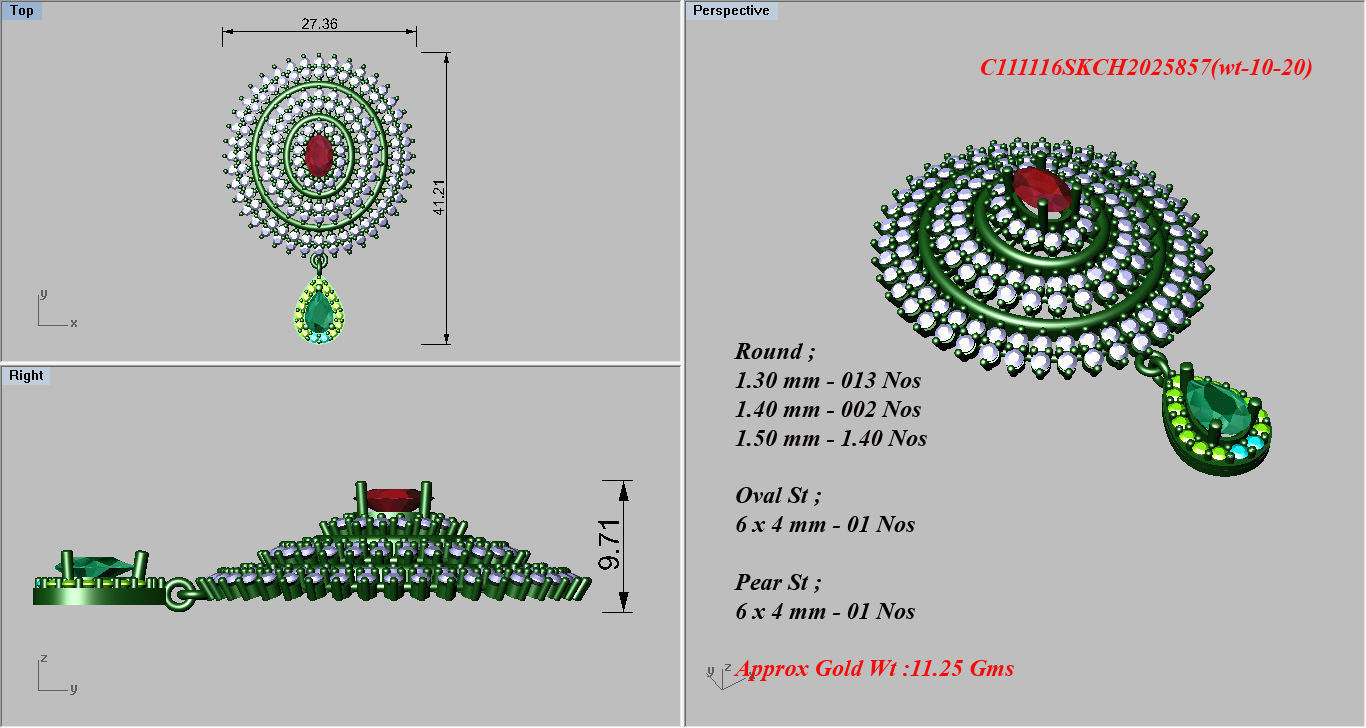 Earrings Pendant Set 3dm STL OBJ FBX Renders Details 3D print model_8