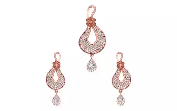 Earrings Pendant Set 3dm STL OBJ FBX Renders Details 3D print model