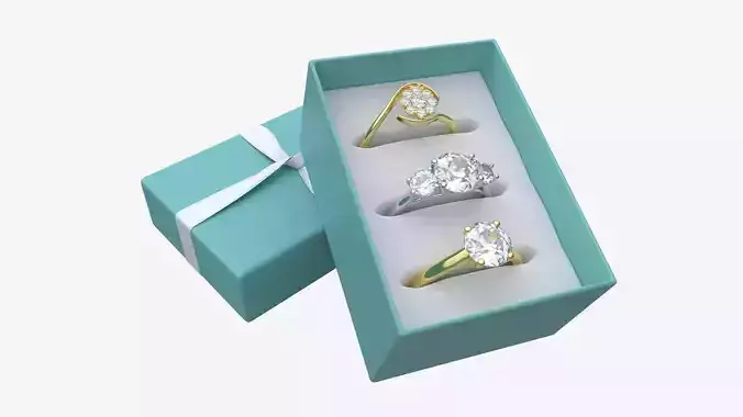 Jewelry Box with Rings and Ribbon open