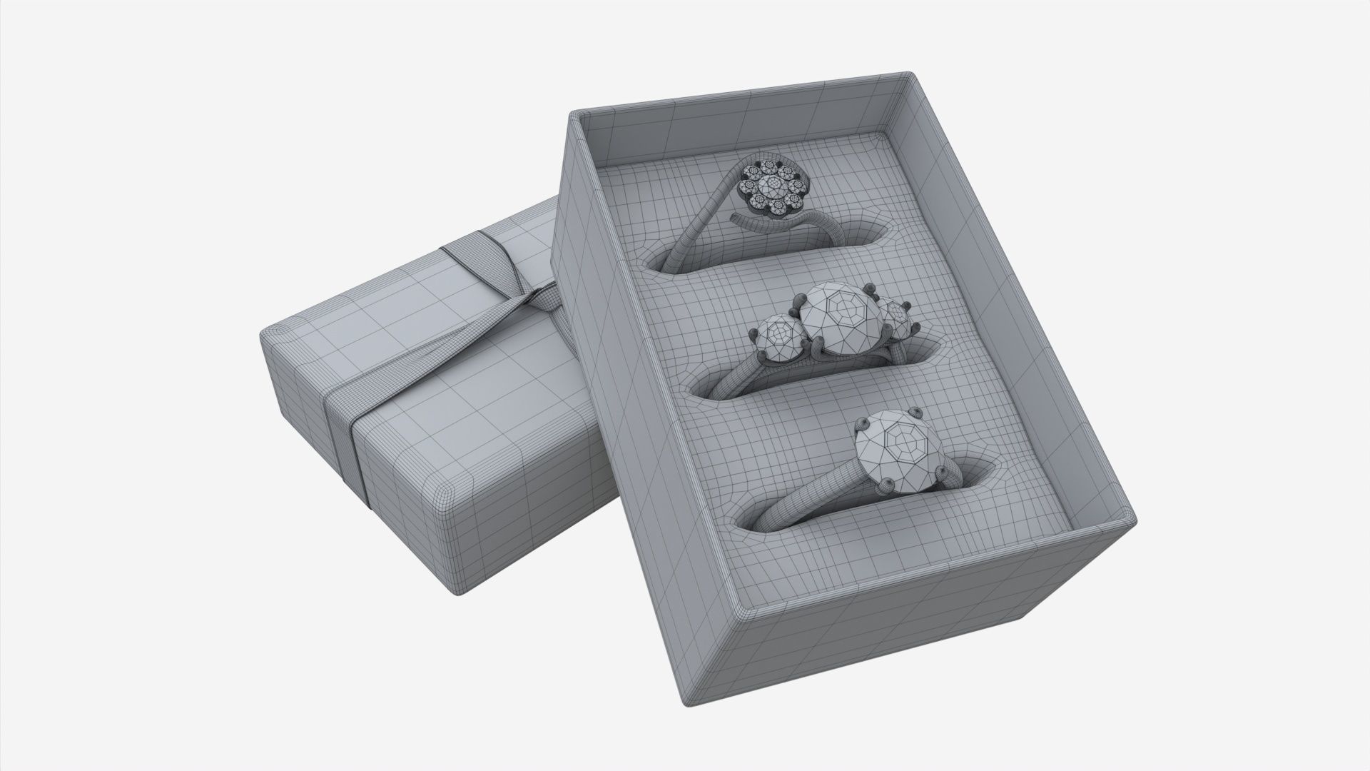 Jewelry Box with Rings and Ribbon open 3D model_6