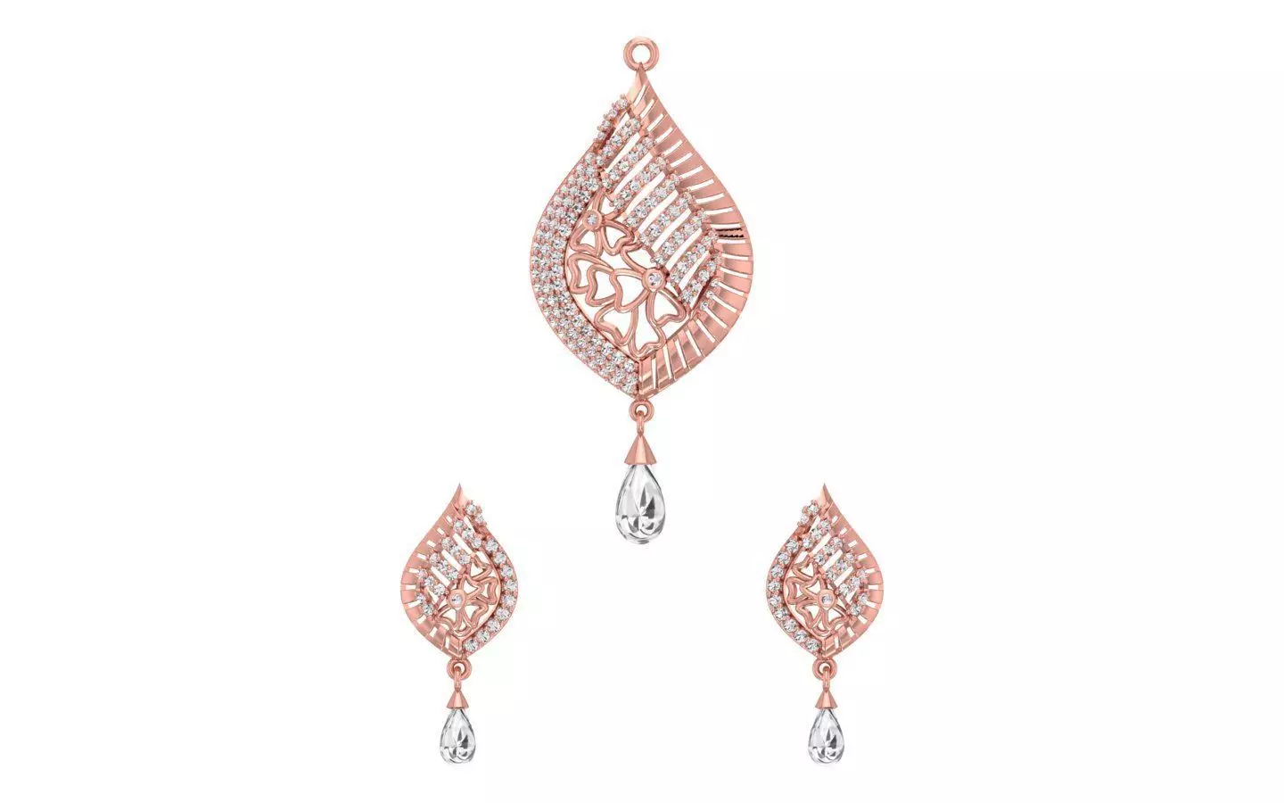 Earrings Pendant Set 3dm STL OBJ FBX Renders Details 3D print model_0