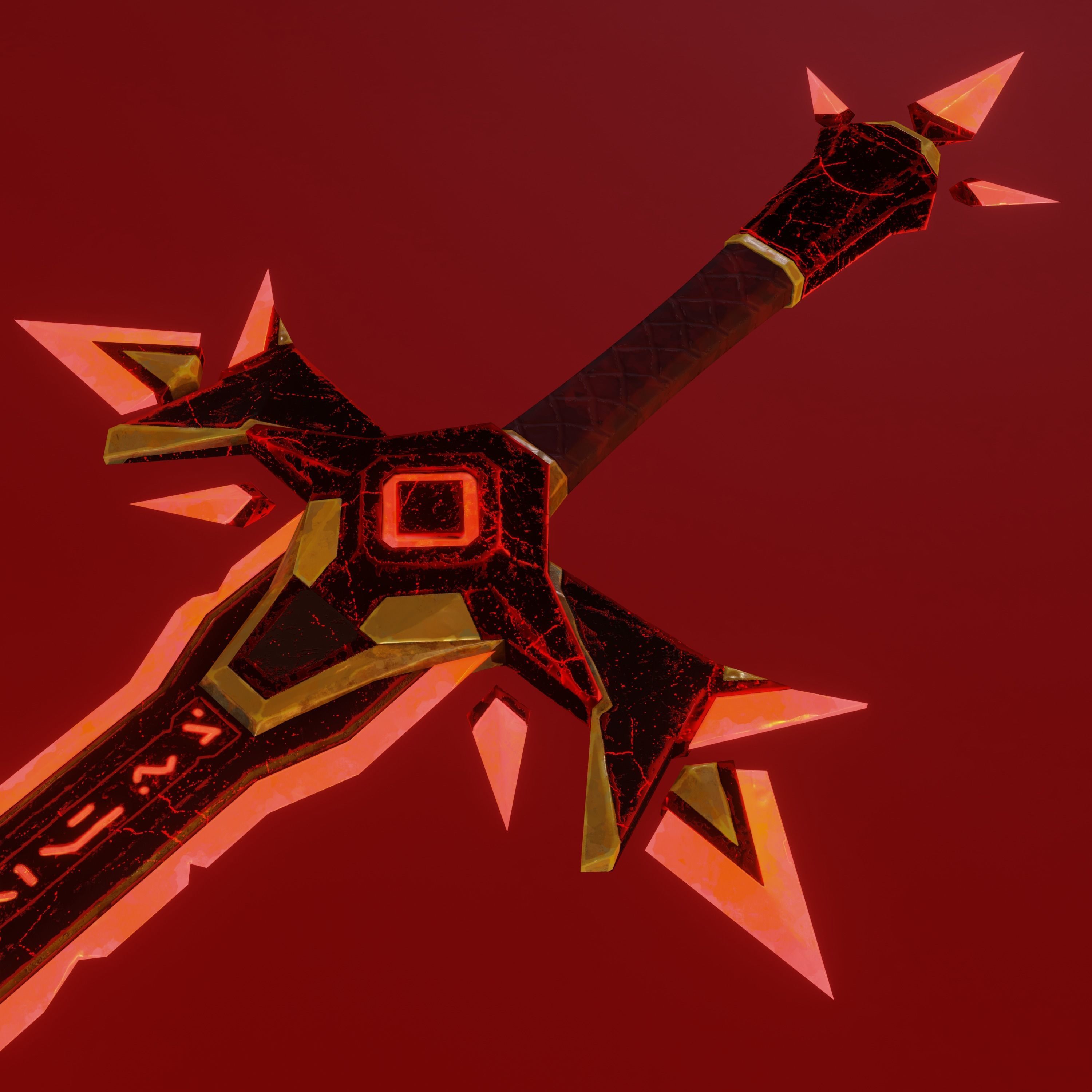 Stylized Demon sword Low-poly 3D model_4