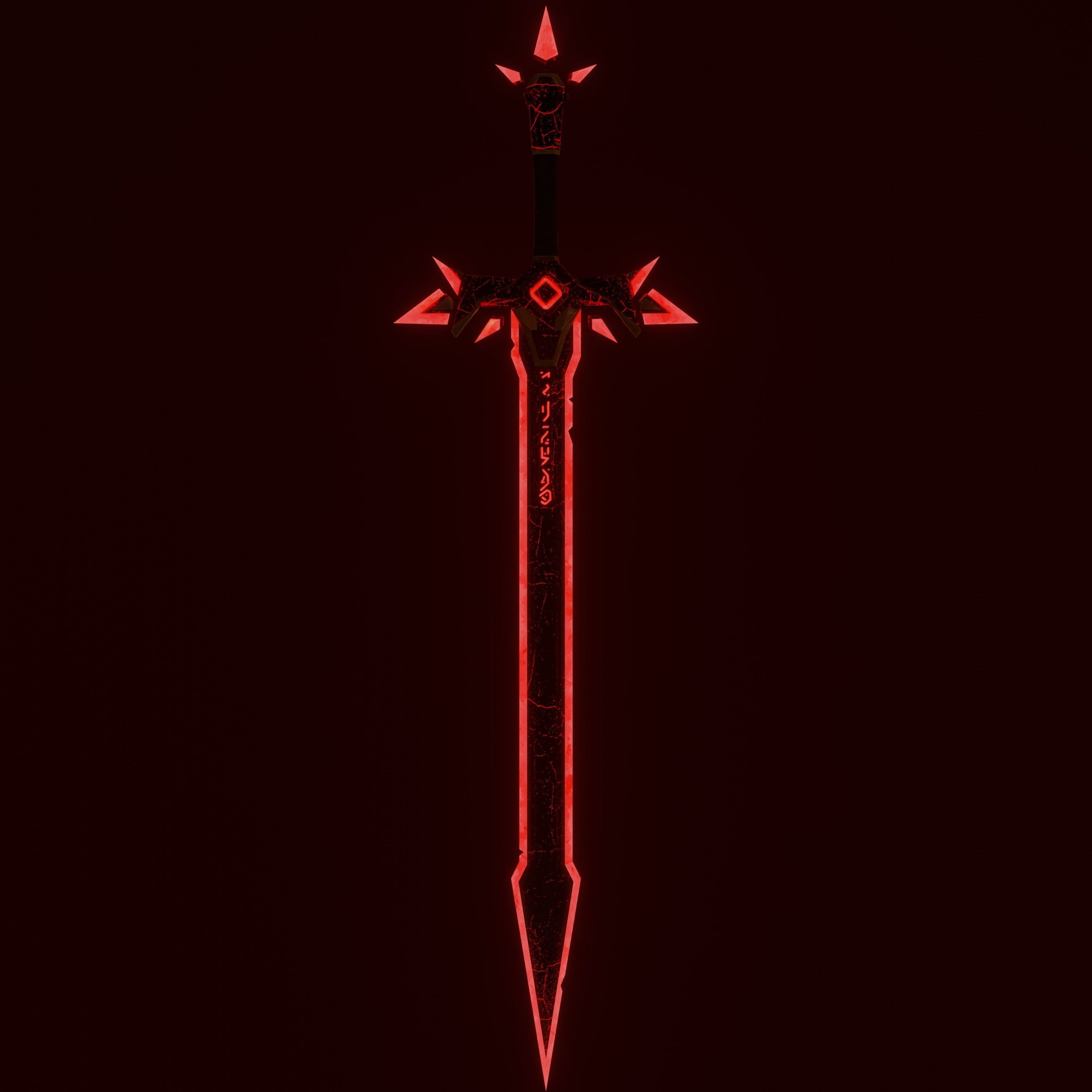 Stylized Demon sword Low-poly 3D model_19