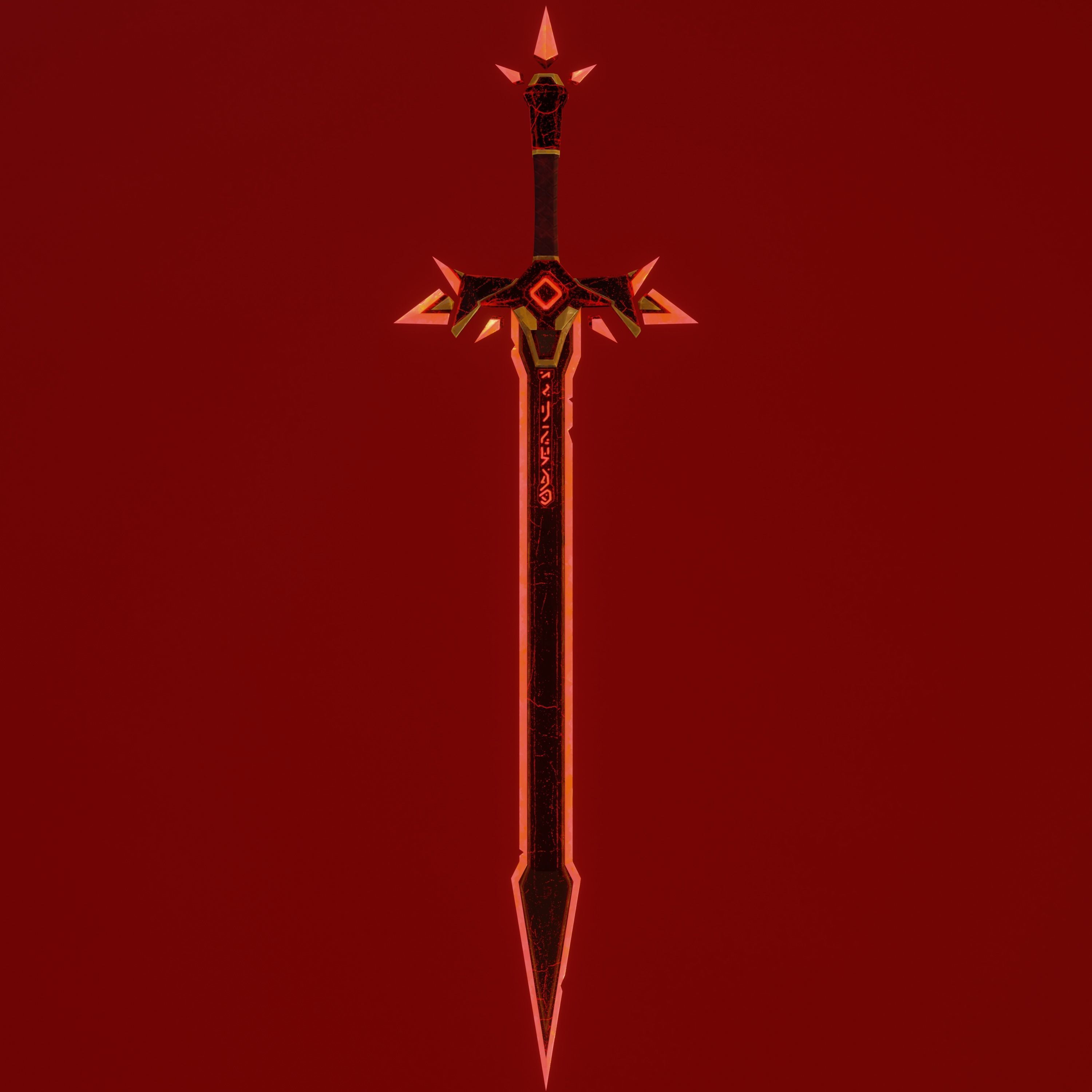Stylized Demon sword Low-poly 3D model_2