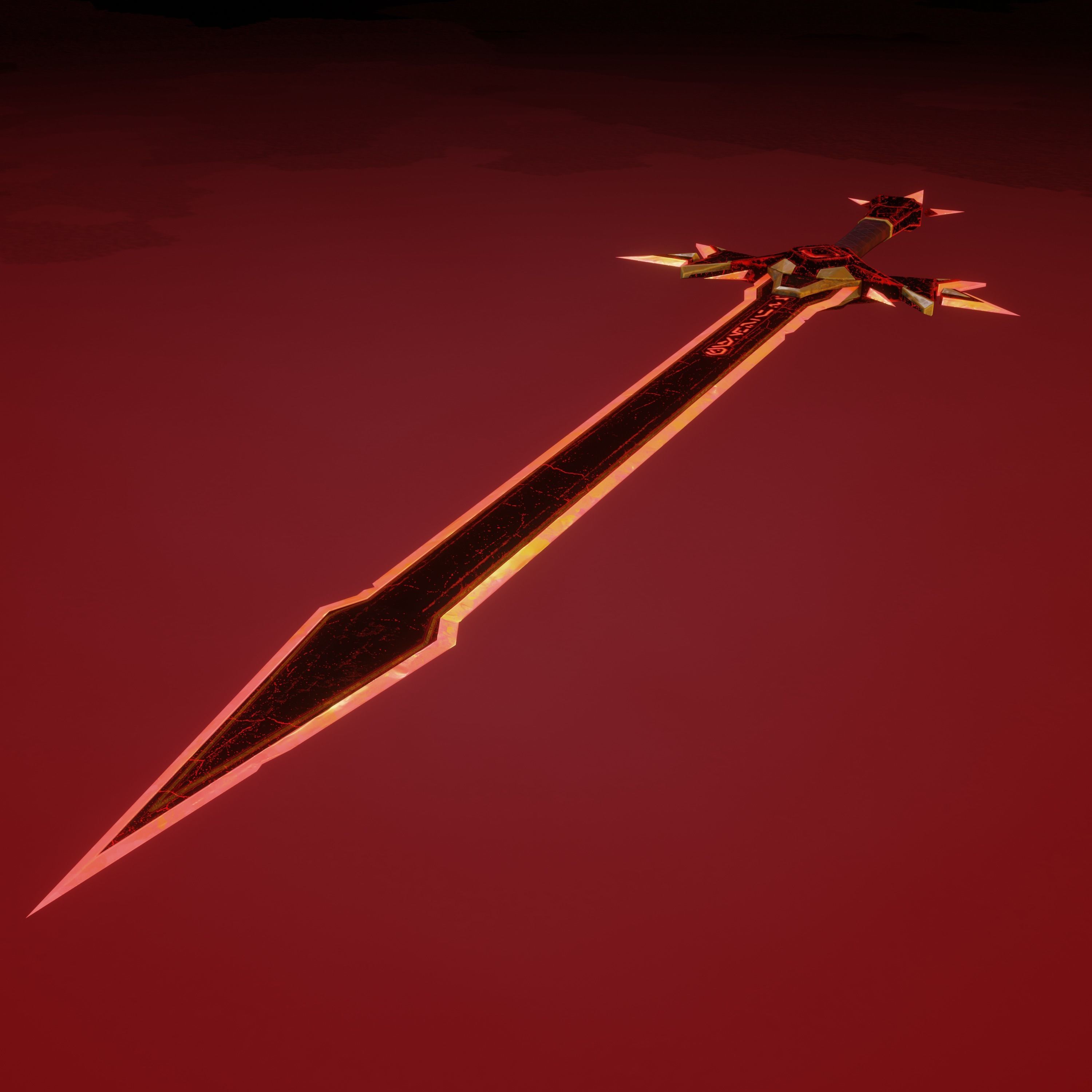 Stylized Demon sword Low-poly 3D model_16