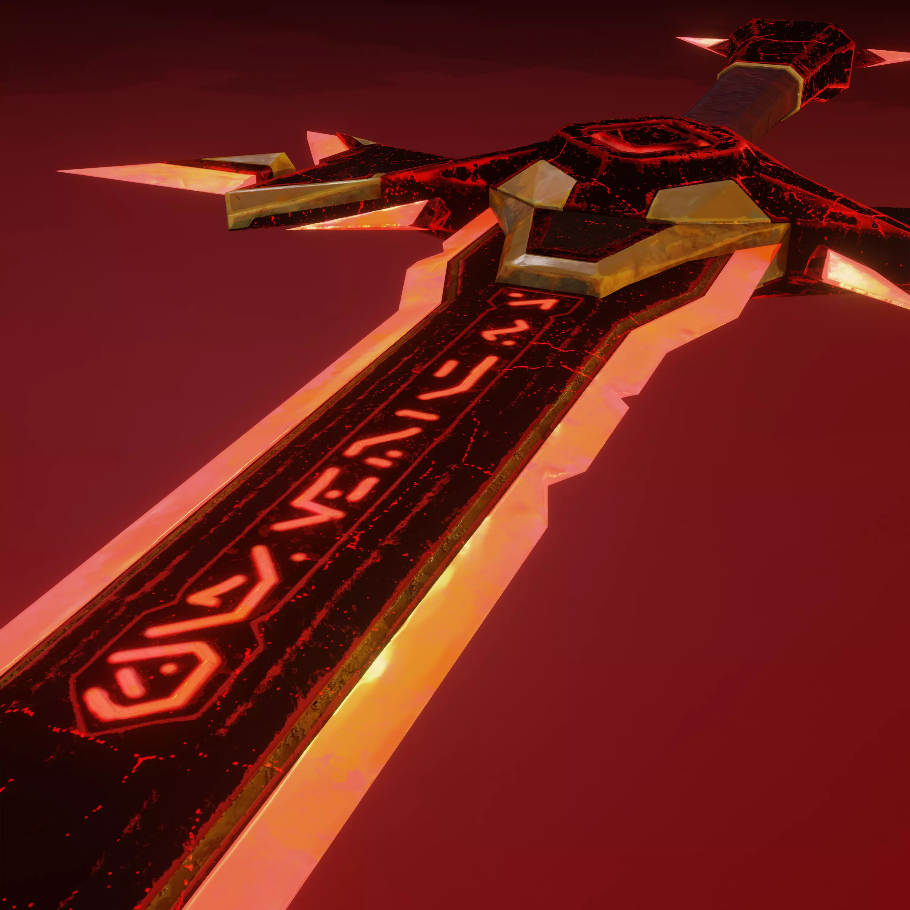 Stylized Demon sword Low-poly 3D model_0