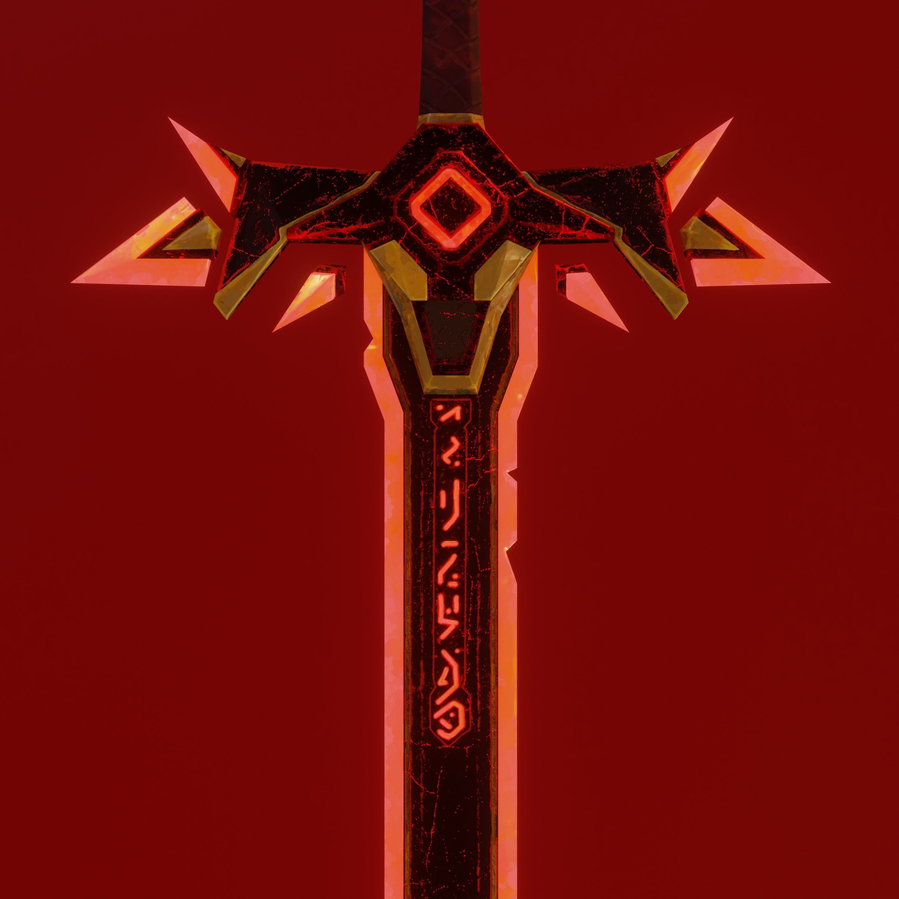 Stylized Demon sword Low-poly 3D model_3