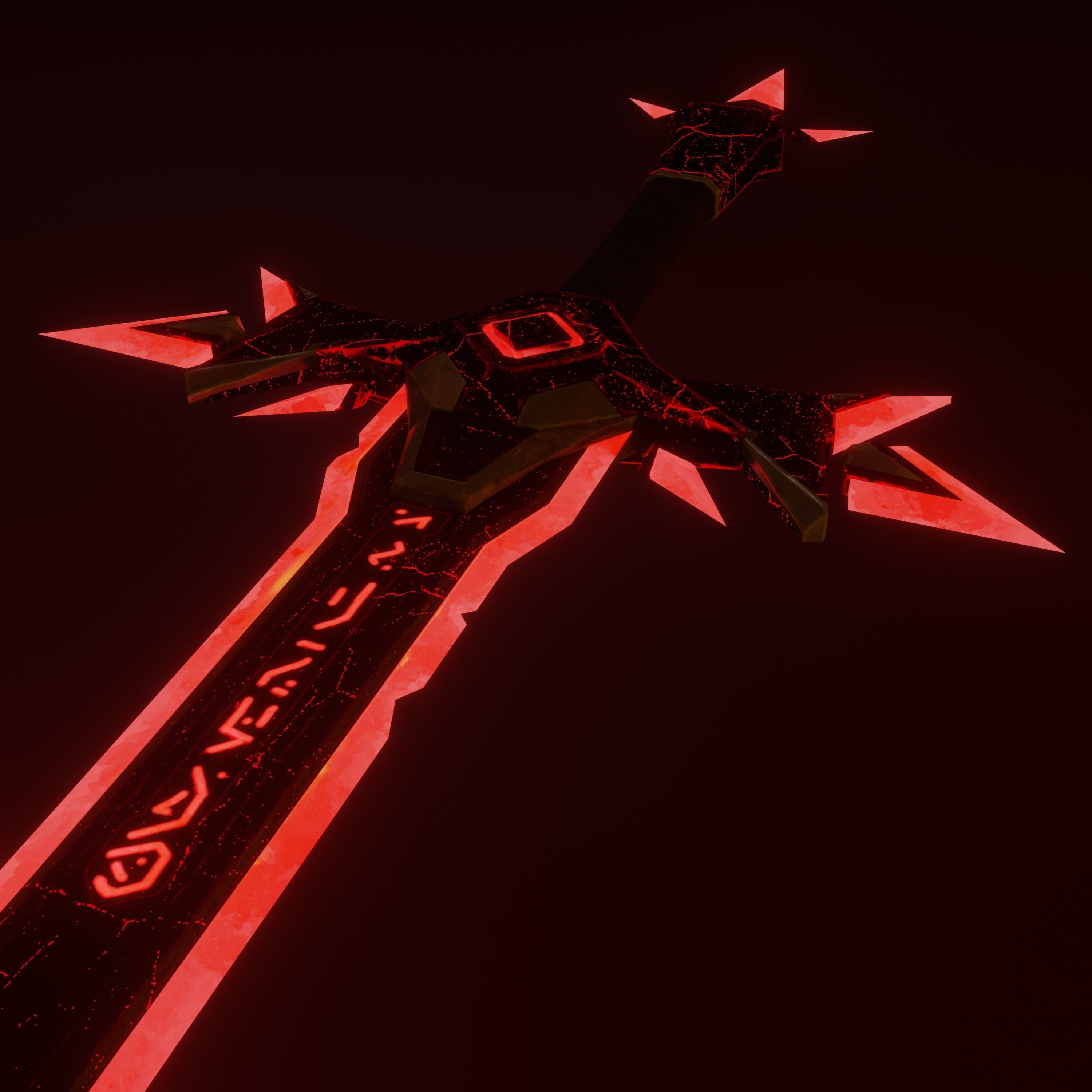 Stylized Demon sword Low-poly 3D model_17