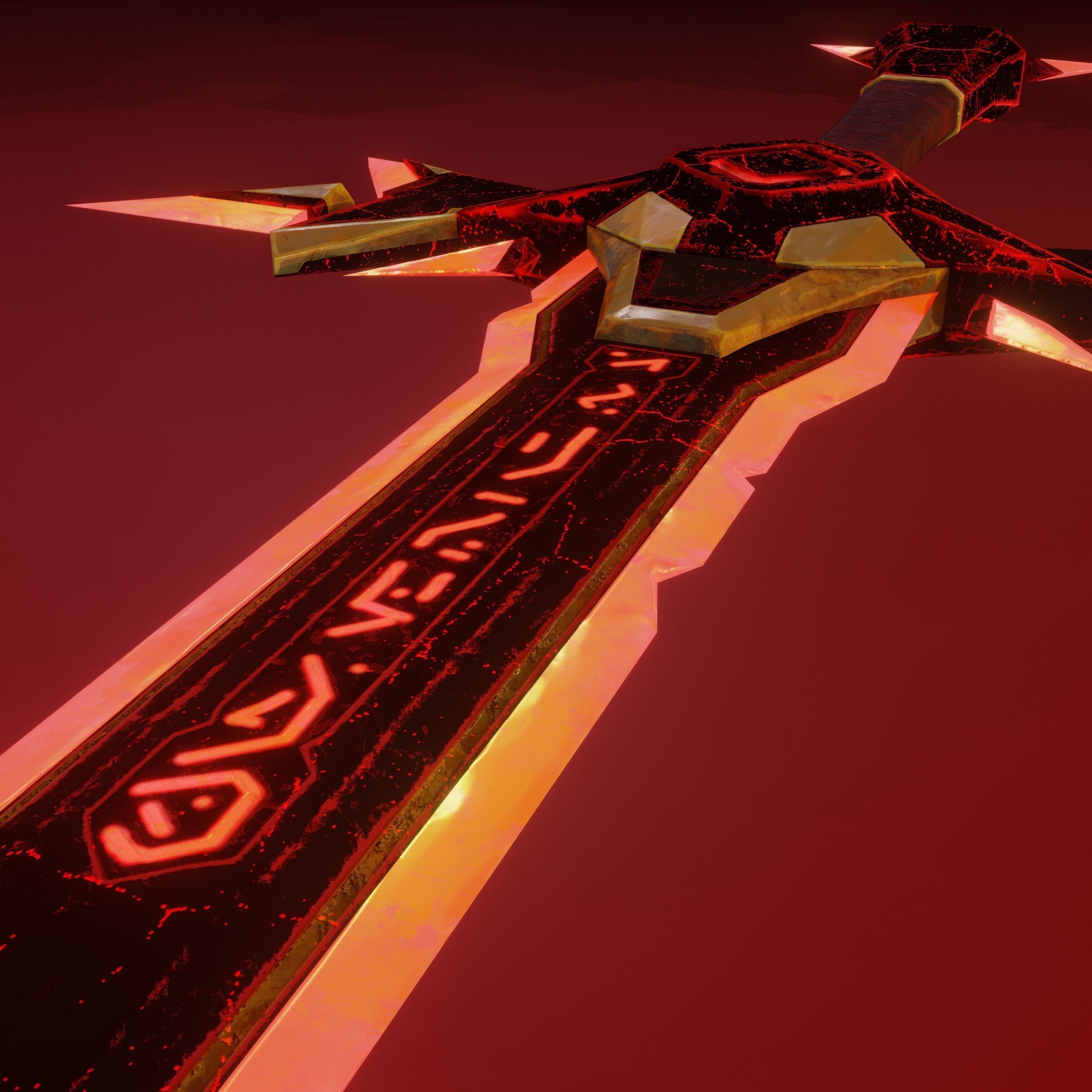 Stylized Demon sword Low-poly 3D model_11