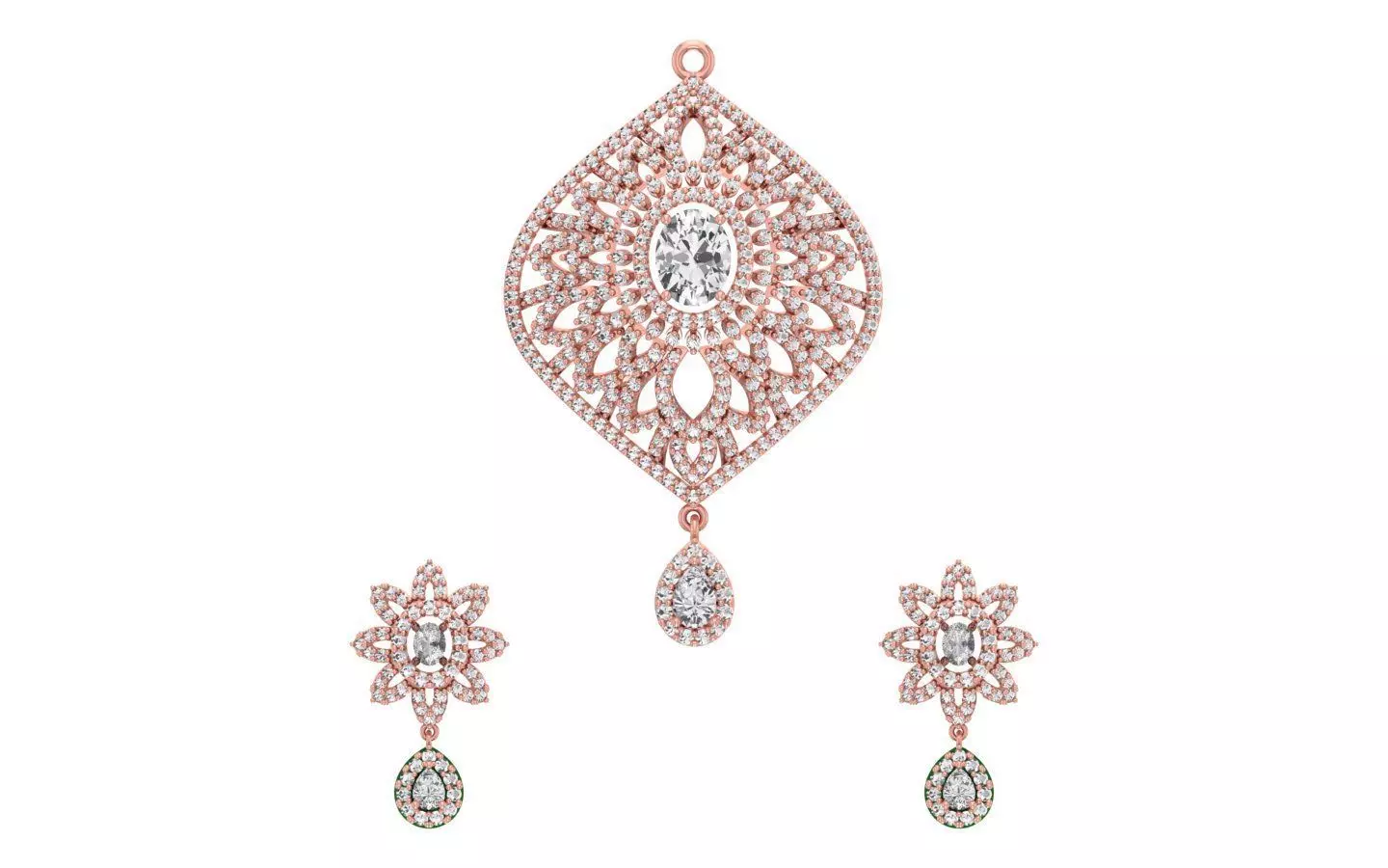 Earrings Pendant Set 3dm STL OBJ FBX Renders Details 3D print model_0