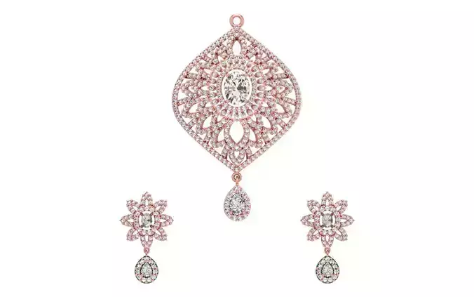 Earrings Pendant Set 3dm STL OBJ FBX Renders Details 3D print model